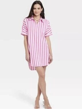 A New Day Striped Collared Shortline Dress